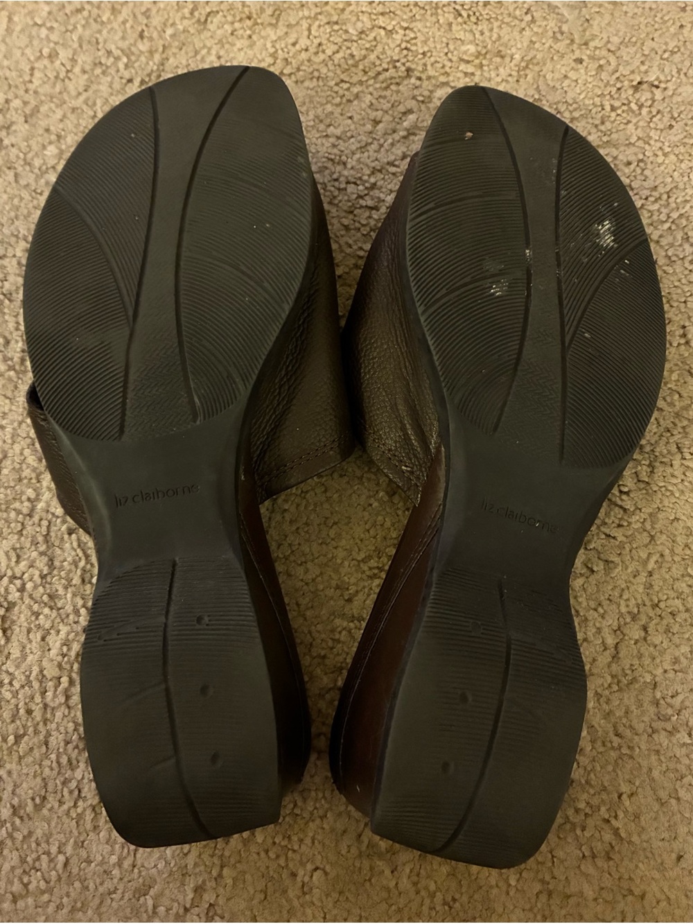 Liz Claiborne Leather Open-Toe Slides Dark Brown Sandals Mules Vintage Y2K 8M - Picture 8 of 8